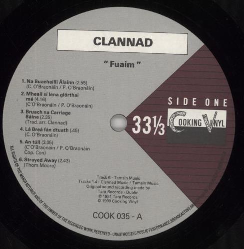 Clannad Fuaim vinyl LP album (LP record) UK CLNLPFU521816