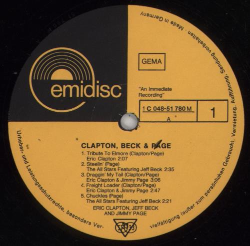 Clapton, Beck & Page Clapton Beck & Page vinyl LP album (LP record) German F3ELPCL61974