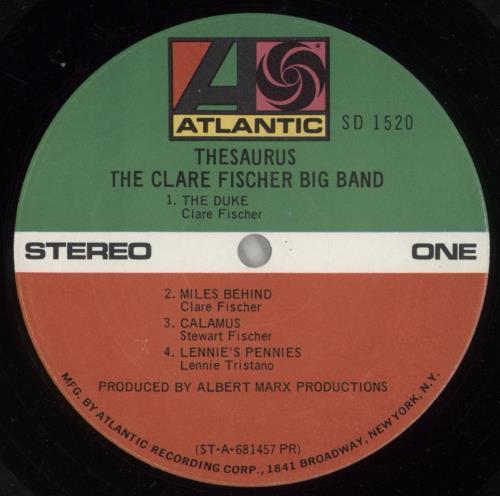 Clare Fischer Thesaurus vinyl LP album (LP record) US CF1LPTH869935
