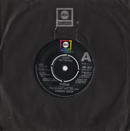 Clarence Carter Warning 7" vinyl single (7 inch record / 45) UK CNC07WA481257