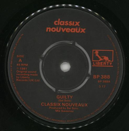 Classix Nouveaux Guilty - 4pr 7" vinyl single (7 inch record / 45) UK CLX07GU221634