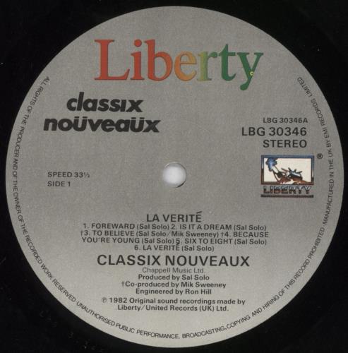 Classix Nouveaux La Verite - Sample sticker vinyl LP album (LP record) UK CLXLPLA819028