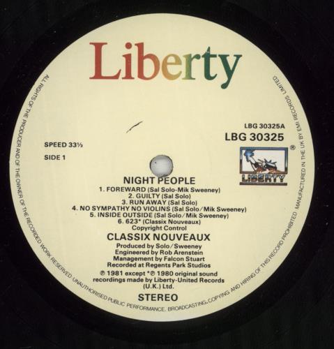 Classix Nouveaux Night People vinyl LP album (LP record) UK CLXLPNI186373