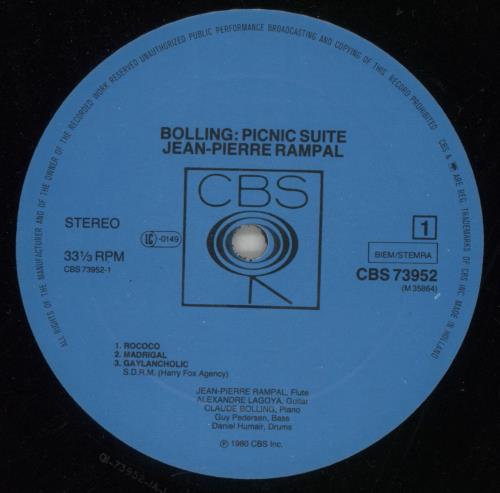 Claude Bolling Picnic Suite vinyl LP album (LP record) Dutch 7CBLPPI870716