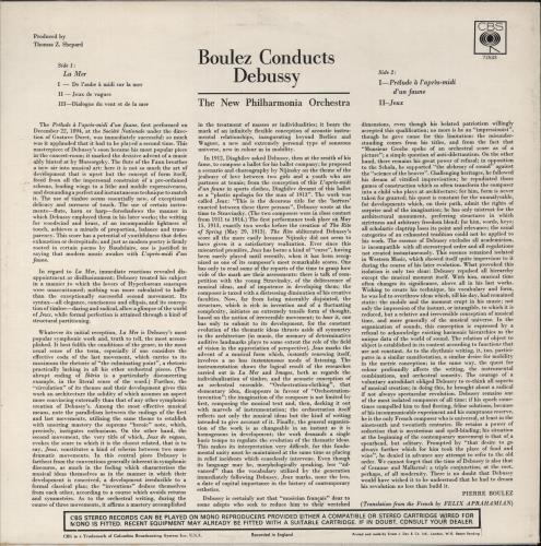 Claude Debussy Boulez Conducts Debussy vinyl LP album (LP record) UK DTJLPBO481702