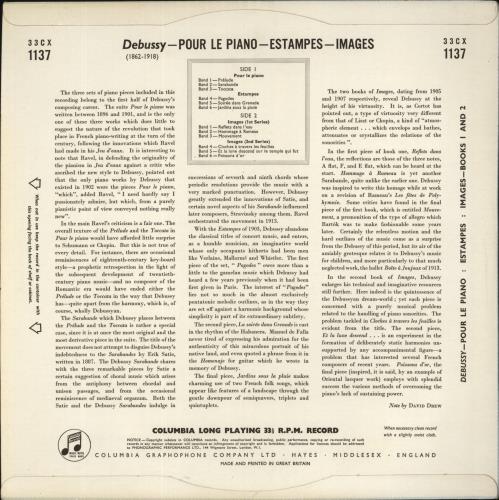 Claude Debussy Debussy: Images - Pour Le Piano - Estampes vinyl LP album (LP record) UK DTJLPDE862427