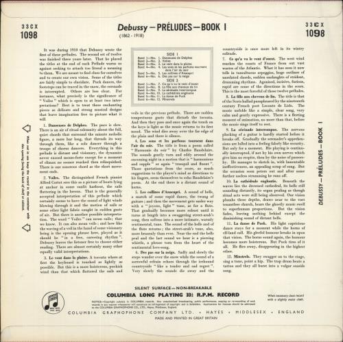 Claude Debussy Debussy: Preludes Book 1 vinyl LP album (LP record) UK DTJLPDE862429