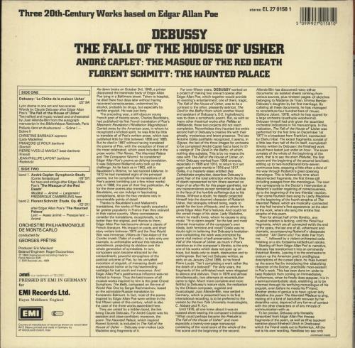 Claude Debussy Debussy: The Fall Of The House Of Usher / The Masque Of The Red Death / The Haunted Palace vinyl LP album (LP record) German DTJLPDE879886