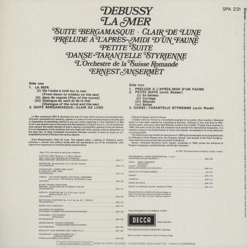 Claude Debussy La Mer vinyl LP album (LP record) UK DTJLPLA753538