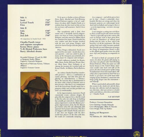 Claudio Fasoli Lido vinyl LP album (LP record) Italian 34ALPLI802423