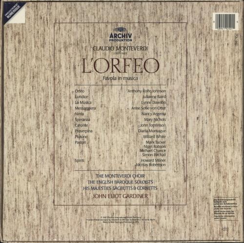 Claudio Monteverdi Monteverdi: L'Orfeo Vinyl Box Set German M88VXMO863883
