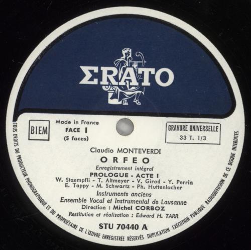 Claudio Monteverdi Monteverdi: Orfeo Vinyl Box Set French M88VXMO880036