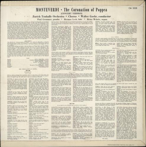 Claudio Monteverdi Monteverdi: The Coronation Of Poppea vinyl LP album (LP record) UK M88LPMO856450