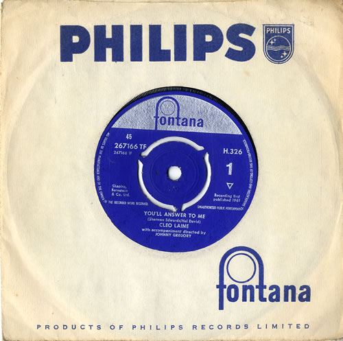 Cleo Laine & John Dankworth You'll Answer To Me 7" vinyl single (7 inch record / 45) UK L&D07YO414430