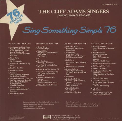 Cliff Adams Sing Something Simple 76 2-LP vinyl record set (Double LP Album) UK 5CA2LSI667301
