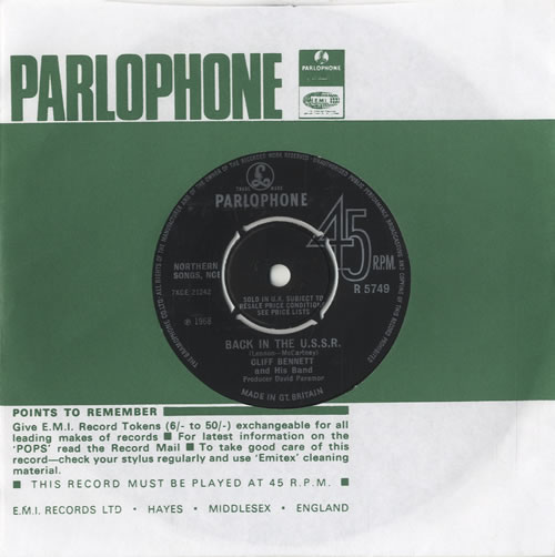 Cliff Bennett And The Rebel Rousers Back In The U.S.S.R. 7" vinyl single (7 inch record / 45) UK CBN07BA520440