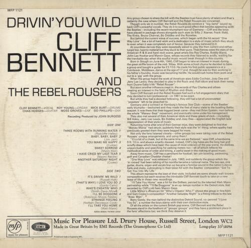 Cliff Bennett And The Rebel Rousers Drivin' You Wild vinyl LP album (LP record) UK CBNLPDR72836