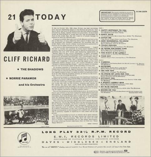 Cliff Richard 21 Today vinyl LP album (LP record) Dutch RICLPTO235878