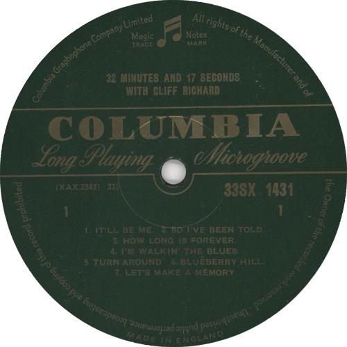 Cliff Richard 32 Minutes And 17 Seconds With Cliff Richard - EX vinyl LP album (LP record) UK RICLPMI721640