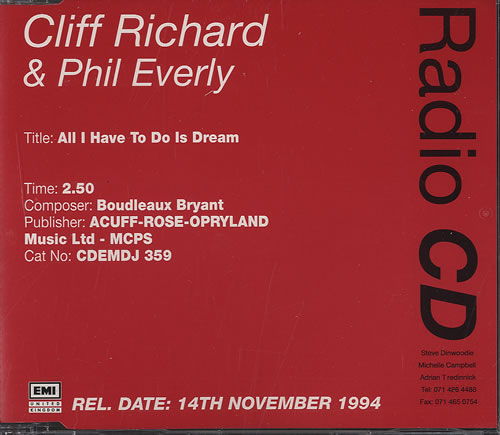 Cliff Richard All I Have To Do Is Dream CD single (CD5 / 5") UK RICC5AL36962