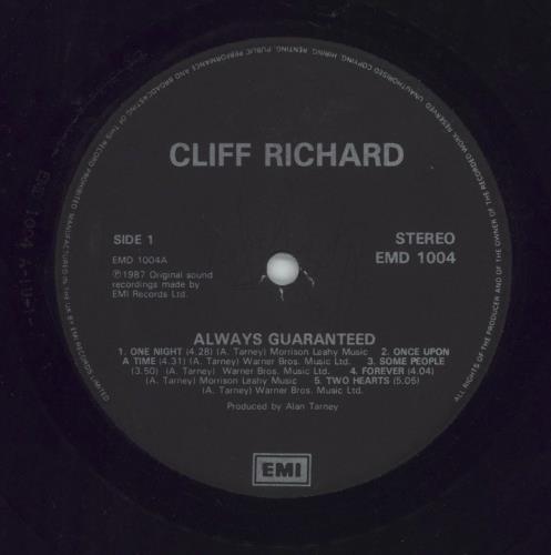 Cliff Richard Always Guaranteed vinyl LP album (LP record) UK RICLPAL290163