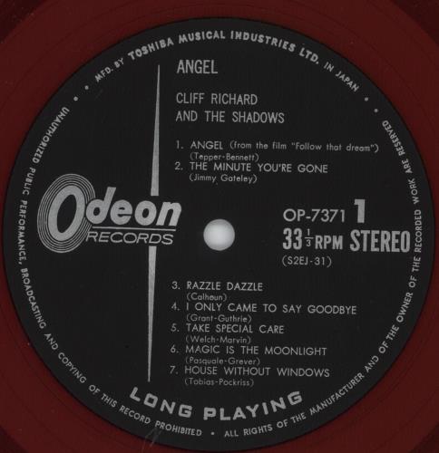 Cliff Richard Angel - Red Vinyl vinyl LP album (LP record) Japanese RICLPAN791552