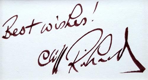 Cliff Richard Best Wishes! - Photo & Autograph memorabilia UK RICMMBE670672