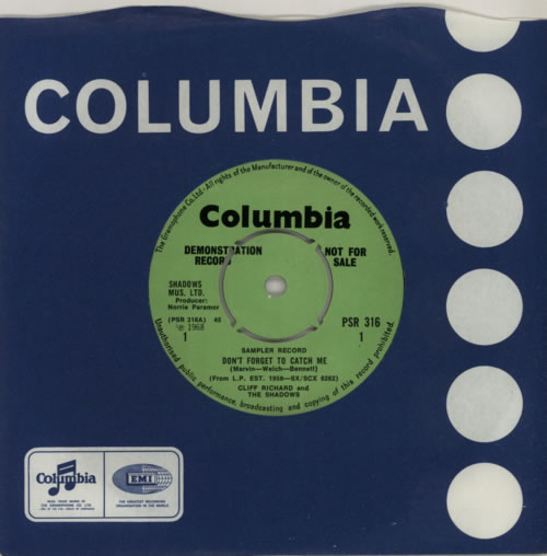 Cliff Richard Don't Forget To Catch Me - Sampler Record 7" vinyl single (7 inch record / 45) UK RIC07DO588582