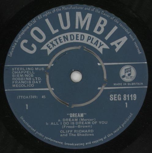 Cliff Richard Dream EP - 1st 7" vinyl single (7 inch record / 45) UK RIC07DR239699
