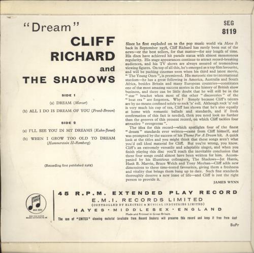 Cliff Richard Dream EP - 1st 7" vinyl single (7 inch record / 45) UK RIC07DR239699