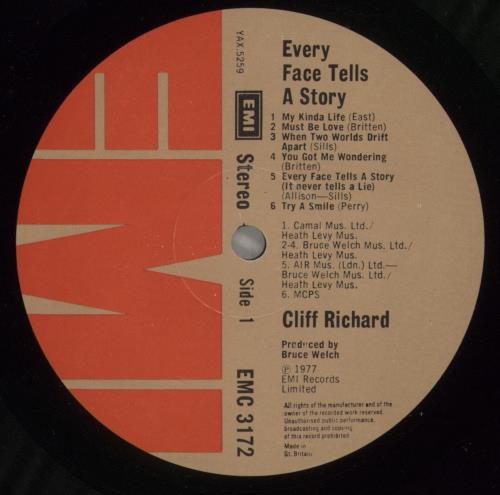 Cliff Richard Every Face Tells A Story vinyl LP album (LP record) UK RICLPEV24137