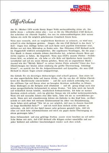 Cliff Richard Every Face Tells A Story media press pack German RICPPEV349989