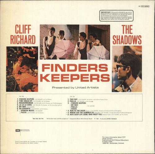 Cliff Richard Finders Keepers vinyl LP album (LP record) Dutch RICLPFI240619