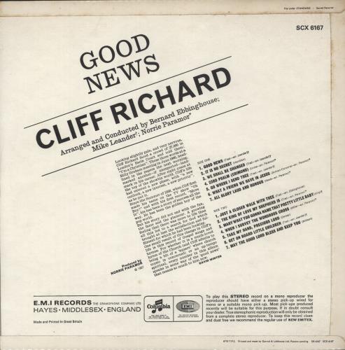 Cliff Richard Good News - 1st vinyl LP album (LP record) UK RICLPGO875261