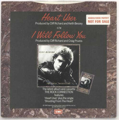 Cliff Richard Heart User - Factory Sample 7" vinyl single (7 inch record / 45) UK RIC07HE739861