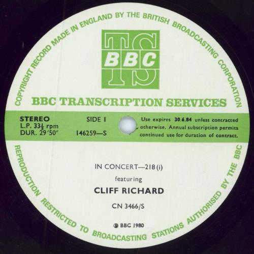 Cliff Richard In Concert 218 vinyl LP album (LP record) UK RICLPIN796650