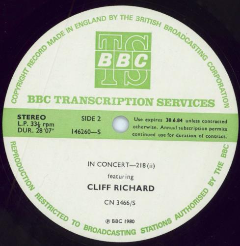 Cliff Richard In Concert 218 vinyl LP album (LP record) UK RICLPIN796650