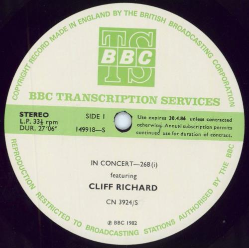 Cliff Richard In Concert 268 vinyl LP album (LP record) UK RICLPIN796649