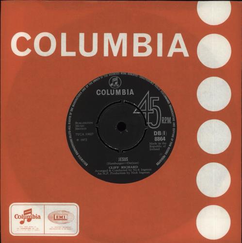Cliff Richard Jesus 7" vinyl single (7 inch record / 45) Irish RIC07JE714389