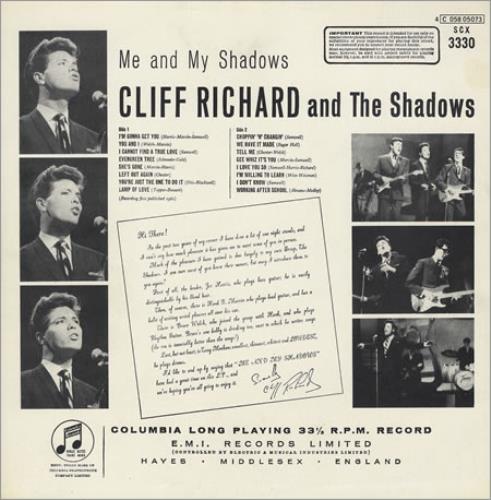 Cliff Richard Me And My Shadows vinyl LP album (LP record) Belgian RICLPME229262