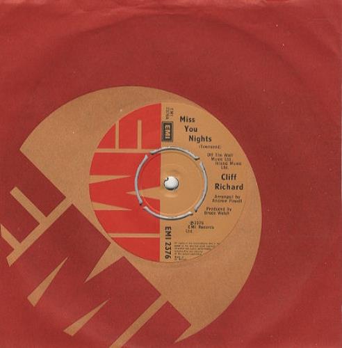 Cliff Richard Miss You Nights 7" vinyl single (7 inch record / 45) UK RIC07MI269707