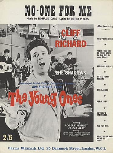 Cliff Richard No-One For Me sheet music UK RICSMNO320424