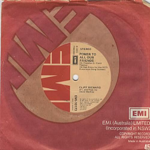 Cliff Richard Power To All Our Friends 7" vinyl single (7 inch record / 45) Australian RIC07PO324643