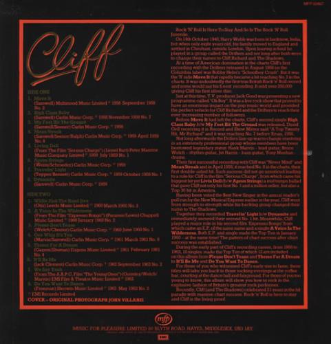 Cliff Richard Rock On With Cliff vinyl LP album (LP record) UK RICLPRO233180