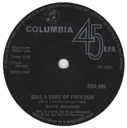 Cliff Richard Sing A Song Of freedom 7" vinyl single (7 inch record / 45) South African RIC07SI212447