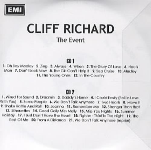 Cliff Richard The Event CD-R acetate UK RICCRTH320005