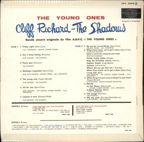 Cliff Richard The Young Ones vinyl LP album (LP record) French RICLPTH710013