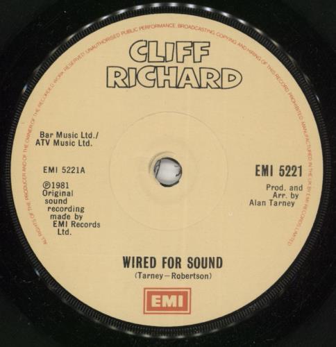 Cliff Richard Wired For Sound - Solid 7" vinyl single (7 inch record / 45) UK RIC07WI866574