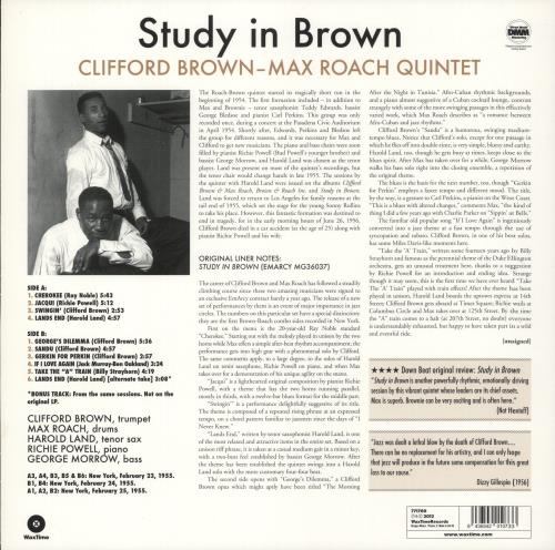 Clifford Brown & Max Roach Study In Brown - 180gm vinyl LP album (LP record) UK B~RLPST868660