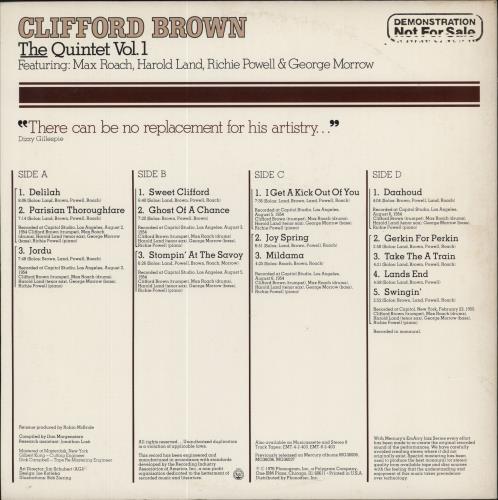 Clifford Brown The Quintet Vol. 1 2-LP vinyl record set (Double LP Album) US C~B2LTH791575